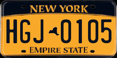 NY license plate HGJ0105