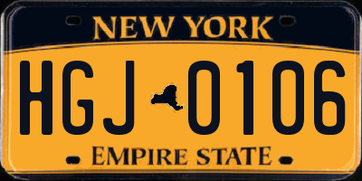 NY license plate HGJ0106