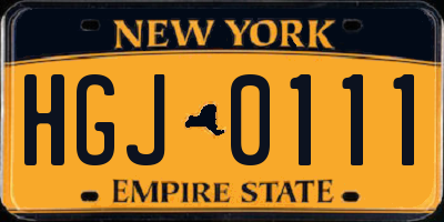 NY license plate HGJ0111