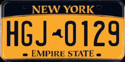 NY license plate HGJ0129