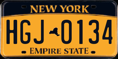 NY license plate HGJ0134