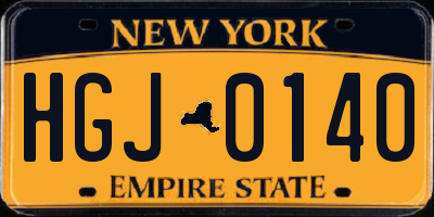 NY license plate HGJ0140