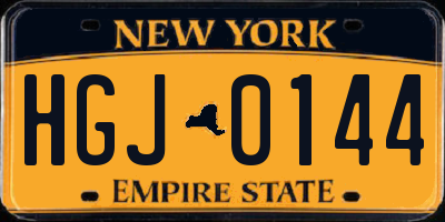 NY license plate HGJ0144