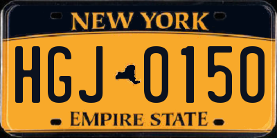 NY license plate HGJ0150