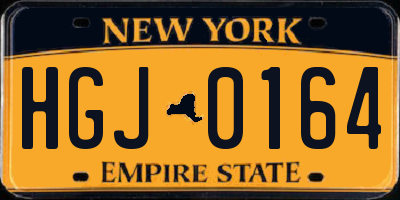 NY license plate HGJ0164