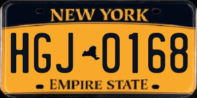 NY license plate HGJ0168