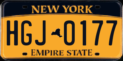 NY license plate HGJ0177