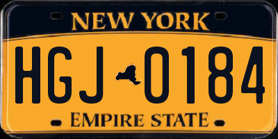 NY license plate HGJ0184