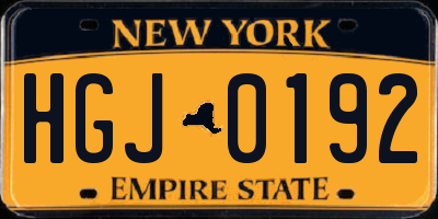 NY license plate HGJ0192