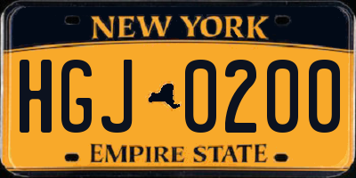 NY license plate HGJ0200
