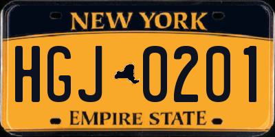 NY license plate HGJ0201
