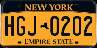 NY license plate HGJ0202