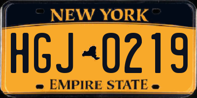 NY license plate HGJ0219