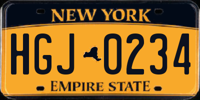 NY license plate HGJ0234