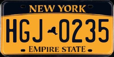 NY license plate HGJ0235