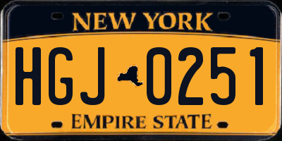 NY license plate HGJ0251
