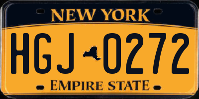 NY license plate HGJ0272