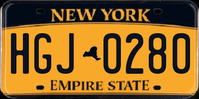 NY license plate HGJ0280