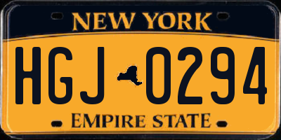 NY license plate HGJ0294