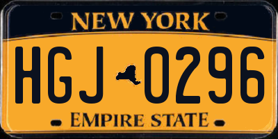 NY license plate HGJ0296