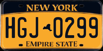NY license plate HGJ0299