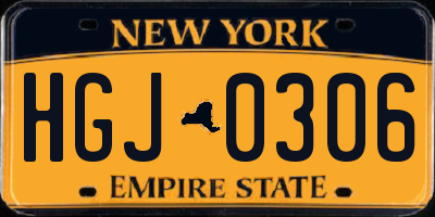 NY license plate HGJ0306