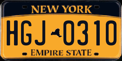 NY license plate HGJ0310