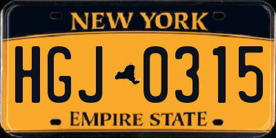 NY license plate HGJ0315