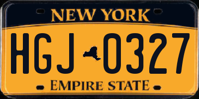 NY license plate HGJ0327