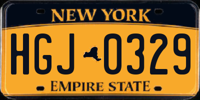 NY license plate HGJ0329