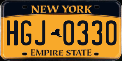 NY license plate HGJ0330