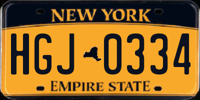 NY license plate HGJ0334
