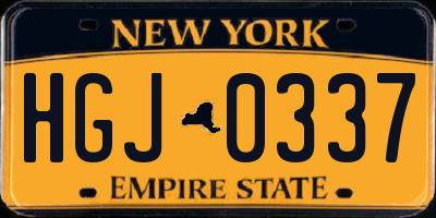 NY license plate HGJ0337