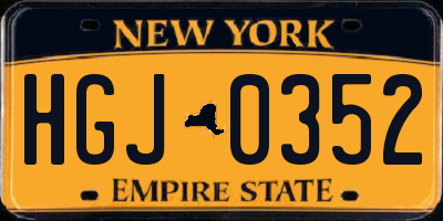 NY license plate HGJ0352