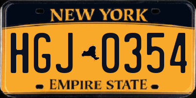 NY license plate HGJ0354