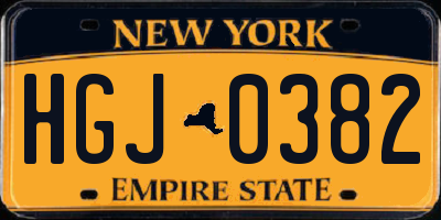 NY license plate HGJ0382