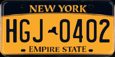 NY license plate HGJ0402