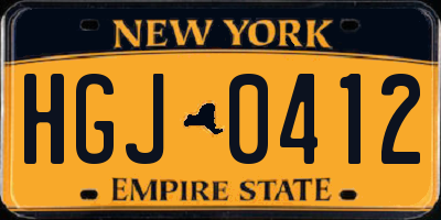NY license plate HGJ0412