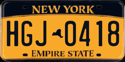 NY license plate HGJ0418