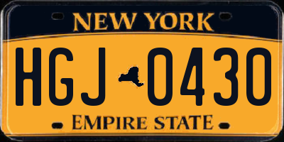NY license plate HGJ0430