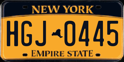 NY license plate HGJ0445