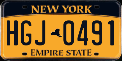 NY license plate HGJ0491