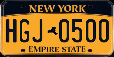 NY license plate HGJ0500