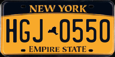 NY license plate HGJ0550