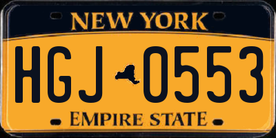 NY license plate HGJ0553