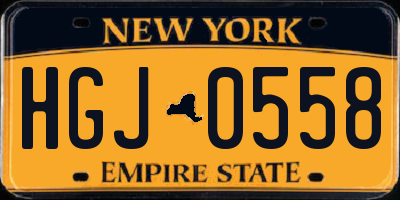 NY license plate HGJ0558