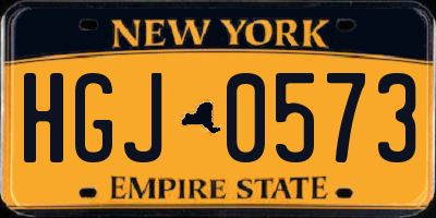 NY license plate HGJ0573