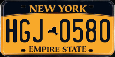 NY license plate HGJ0580