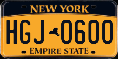 NY license plate HGJ0600