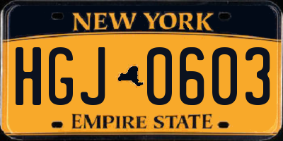 NY license plate HGJ0603